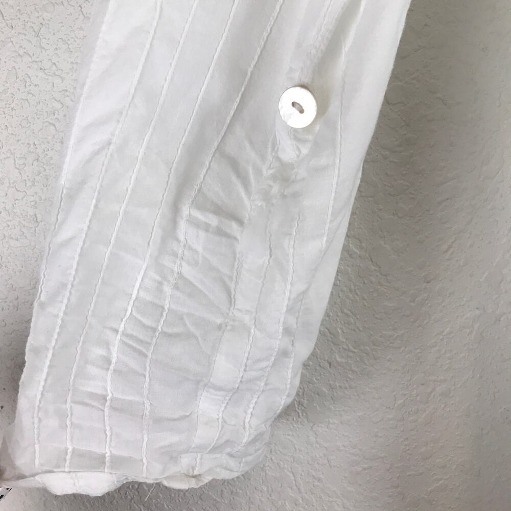 Flax 100% Cotton Long Roll-Tab Sleeve Button Front Tunic Beach Lagenlook Size S - Picture 9 of 15
